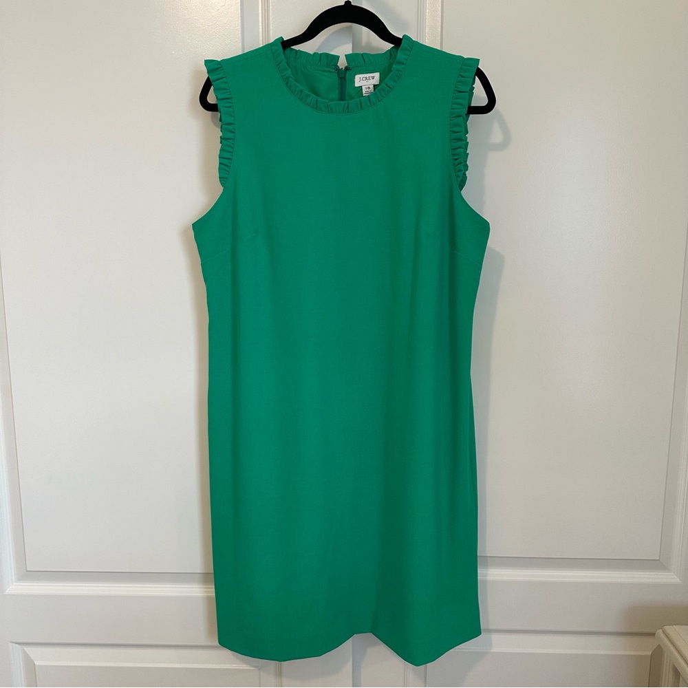 J. Crew Vibrant Green Ruffle Dress Size 16